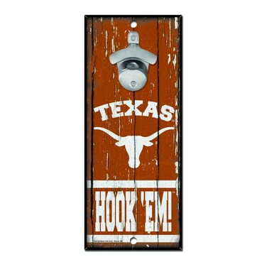 WinCraft NCAA Texas Longhorns 5x11 Wood Sign Bottle Opener, Team Colors, 5"x11