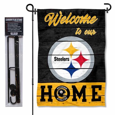 WinCraft Pittsburgh Steelers Welcome to Our Home Garden Flag and Flagpole Mount