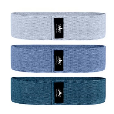 Hatha Yoga Large Resistance Band,14.5" x3.15",Fabric Exercise Loop Bands with Instruction Guide and Carry Bag, Set of 3.