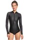 Roxy Womens 1.0 Satin Front Zip Long Sleeve Cheeky Springsuit - Black   10
