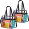 Handy Laundry Clear Tote Bag Stadium Approved - 2 PACK - Shoulder Straps and Zippered Top. Perfect Clear Bag for Work, Sports Games and Concerts. Meets Tournament Guidelines. (Black)