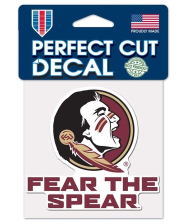 WinCraft NCAA Florida State University FSU Seminoles 4"x4" inch Vinyl Outdoor Decal - Fear/Spear