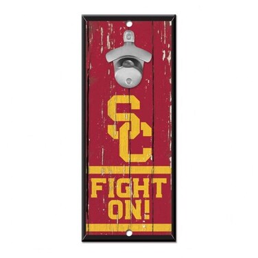 WinCraft NCAA USC Trojans Bottle Opener5x11 Wood Sign Bottle Opener, Team Colors, 5"x11