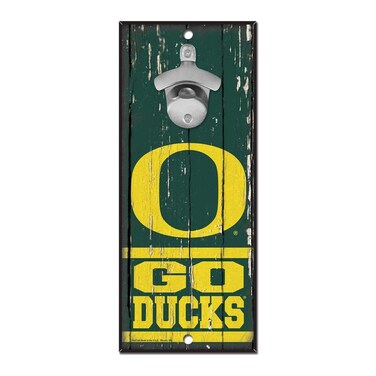 WinCraft NCAA Oregon Ducks 5x11 Wood Sign Bottle Opener, Team Colors, 5"x11