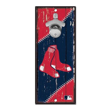 WinCraft MLB Boston Red Sox 5x11 Wood Sign Bottle Opener, Team Colors, 5"x11