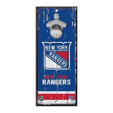 NHL New York Rangers Bottle Opener5x11 Wood Sign Bottle Opener, Team Colors, 5"x11