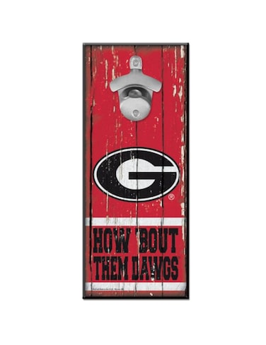 WinCraft NCAA Georgia Bulldogs 5x11 Wood Sign Bottle Opener, Team Colors, 5"x11