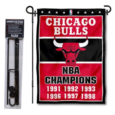 WinCraft Chicago Bulls 6 Time Champions Garden Flag and Pole Stand Holder