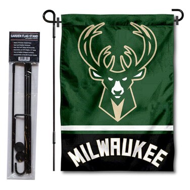 WinCraft Milwaukee Bucks Garden Flag with Stand Holder