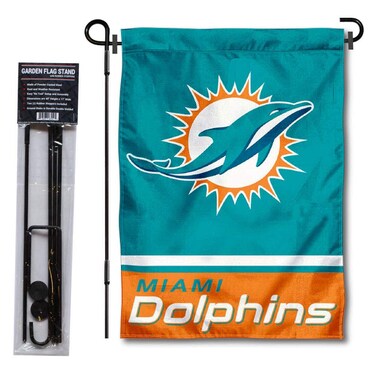WinCraft Miami Dolphins Garden Flag with Stand Holder