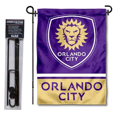 WinCraft Orlando City Soccer Club Garden Flag with Stand Pole Holder