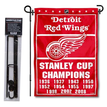 Detroit Red Wings 11 Time Champions Garden Flag and Pole Stand Holder