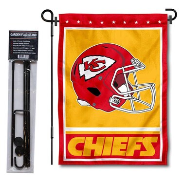 WinCraft Kansas City Chiefs Football Garden Flag and Pole Stand Holder