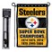 WinCraft Pittsburgh Steelers 6 Time Champions Garden Flag and Pole Stand Holder