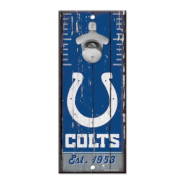 WinCraft NFL Indianapolis Colts Bottle Opener5x11 Wood Sign Bottle Opener, Team Colors, 5"x11