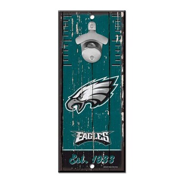 WinCraft NFL Philadelphia Eagles Bottle Opener5x11 Wood Sign Bottle Opener, Team Colors, 5"x11