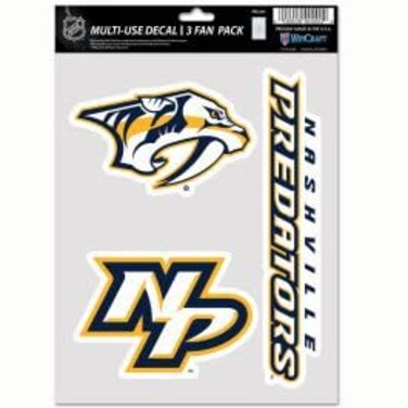 Wincraft NHL Nashville Predators Decal Multi Use Fan 3 Pack, Team Colors, One Size