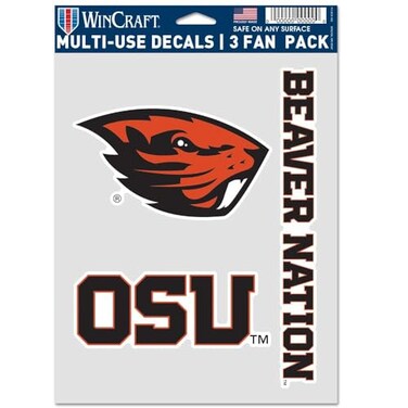 Wincraft NCAA Oregon State Beavers Decal Multi Use Fan 3 Pack, Team Colors, One Size