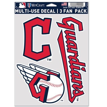 Wincraft MLB Cleveland Indians Decal Multi Use Fan 3 Pack, Team Colors, One Size