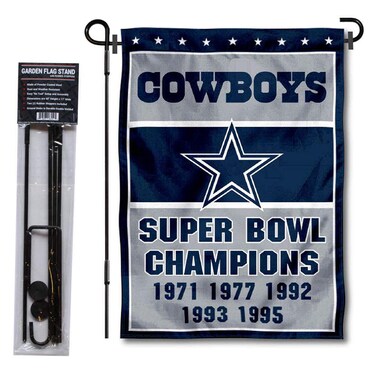 WinCraft Dallas Cowboys 5 Time Champions Garden Flag and Pole Stand Holder