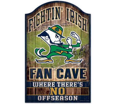 Wincraft NCAA Notre Dame Fighting Irish Fan Cave Design Wood Sign, 11"x17", Team Color