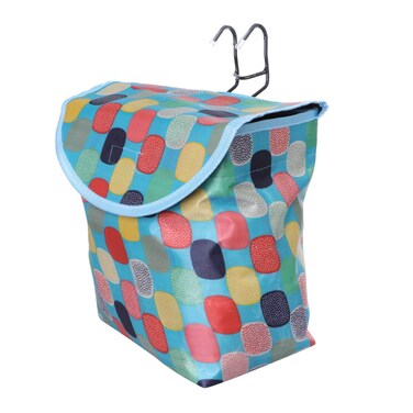 LIOOBO Bike Basket Canvas Dot Pattern Front Handlebar Portable Bicycle Lift Off Baskets with Holder Lid Hanging Basket for Bike Accessories