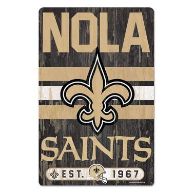 Wincraft NFL New Orleans Saints 11x17 Wood Sign, Team Color, One Size