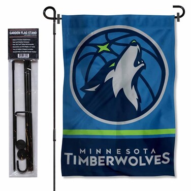 Minnesota Timberwolves Wordmark Garden Flag and Pole Stand Holder
