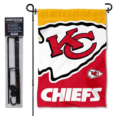 WinCraft Kansas City Chiefs Bold Logo Garden Flag and Flagpole Mount