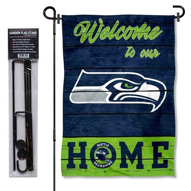 WinCraft Seahawks Welcome to Our Home Garden Flag and Flagpole Mount