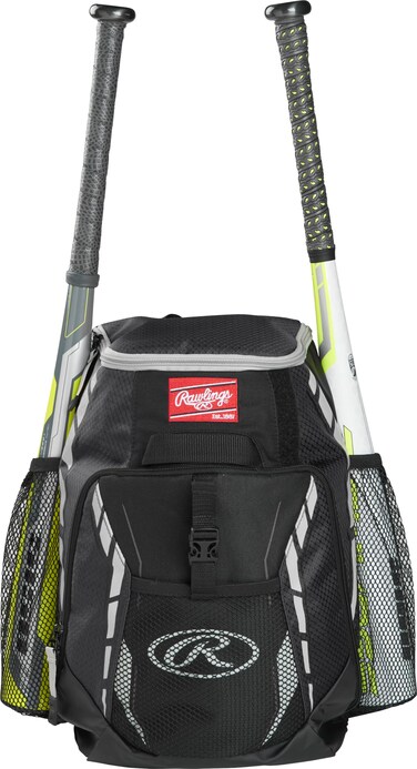 Rawlings   R400 Backpack Equipment Bag   Black (16" H x 12" L x 7.5" D )