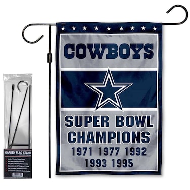 WinCraft Cowboys 5 Time Champions Garden Flag and Stand Pole Holder Mount