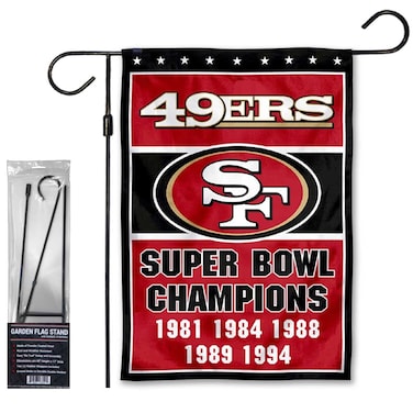 WinCraft 49ers 5 Time Champions Garden Flag and Stand Pole Holder Mount