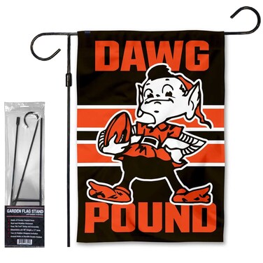 WinCraft Browns Dawg Pound Garden Flag and Stand Pole Holder Mount