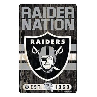 Wincraft NFL Oakland Raiders 11x17 Wood Sign, Team Color, One Size