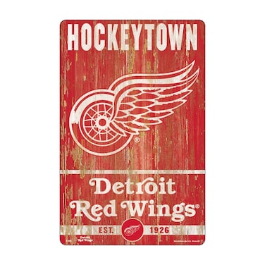 NHL Detroit Red Wings Unisex 11x17 Wood Signslogan Design, Team Color, One Size