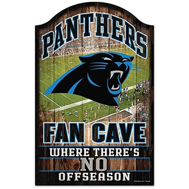 NFL Carolina Panthers 05402012 Wood Sign, 11" x 17", Black