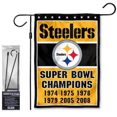 WinCraft Steelers 6 Time Champions Garden Flag and Stand Pole Holder Mount