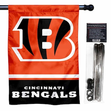 WinCraft Bengals Banner House Flag and 5 Foot Flagpole Set