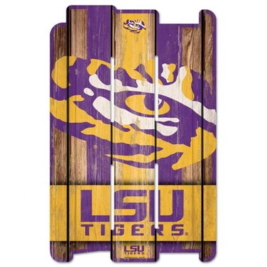 Wincraft NCAA Louisiana State University Wood Fence Sign, Black