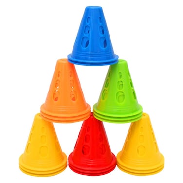 LIOOBO 50 Pcs Skating Obstacle Roller Skating Practice Cones Orange Soccer Ball Roller Skating Training Cup Blue Soccer Ball Skating Training Cone Kids Football Outdoor Trumpet