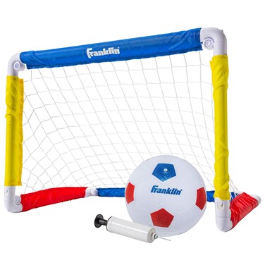 Franklin Sports Kids Mini Soccer Goal Sets - Backyard + Indoor Mini Net and Ball Set with Pump - Portable Folding Youth Soccer Goal Sets for Kids + Toddlers - 24" x 16