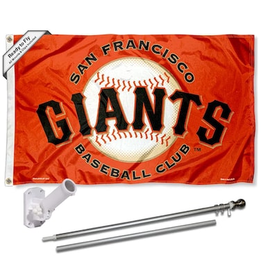 WinCraft San Francisco Baseball Orange Flag Pole and Bracket Set