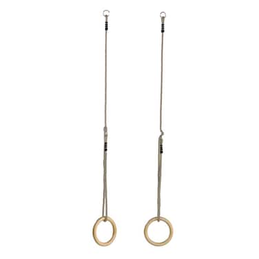 LIOOBO Wooden Gymnastic Rings with Adjustable Straps Exercise Rings for Kids Training Workout Strength Training Fitness Outdoor Backyard Play