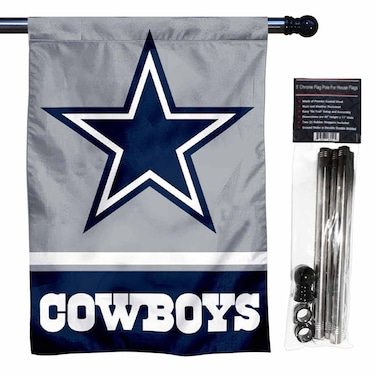 WinCraft Cowboys Banner House Flag and 5 Foot Flagpole Set