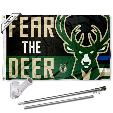 WinCraft Milwaukee Bucks Fear The Deer Flag Pole and Mount Bracket Set