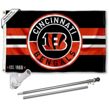 Cincinnati Bengals Patch Logo Flag Pole and Bracket Mount Kit