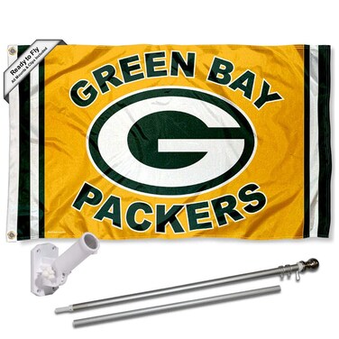 WinCraft Green Bay Packers Gold Flag Pole and Bracket Kit