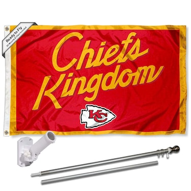 WinCraft Kansas City Chiefs Chiefs Kingdom Flag Pole and Bracket Mount Kit