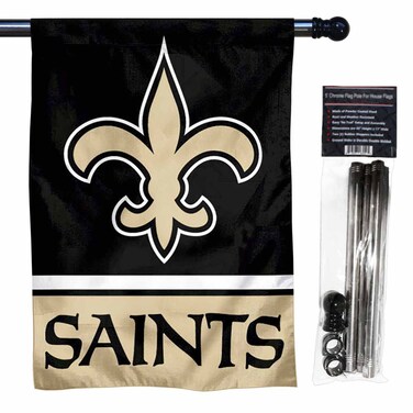 WinCraft Saints Banner House Flag and 5 Foot Flagpole Set